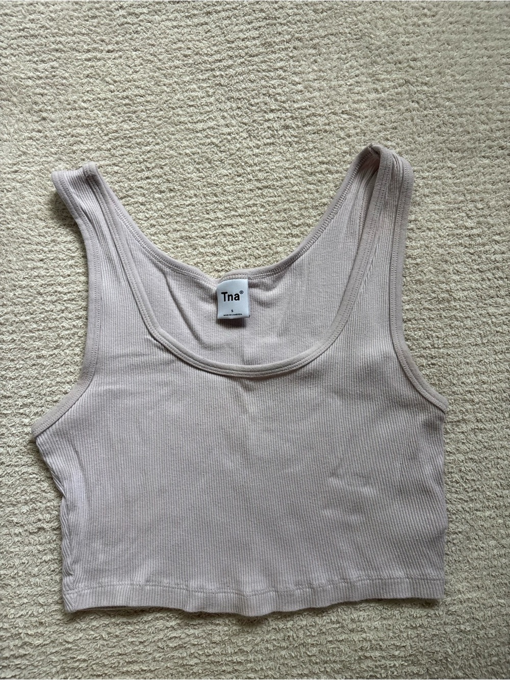 Aritzia TNA Ribbed Cropped Tank Top in Light Purple